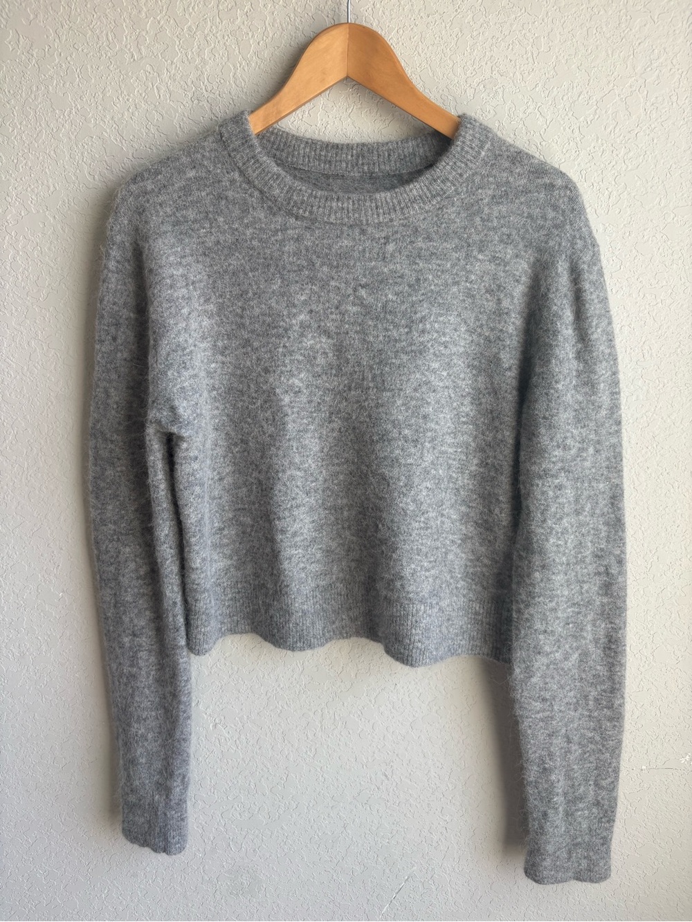 Lululemon Alpaca Wool Blend Cropped Crewneck Sweater Gray Size Small
